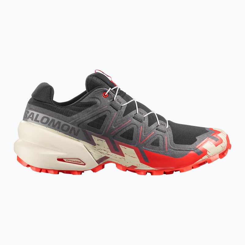 Men's running shoes Salomon Speedcross 6 black/fiery red/almond milk 2
