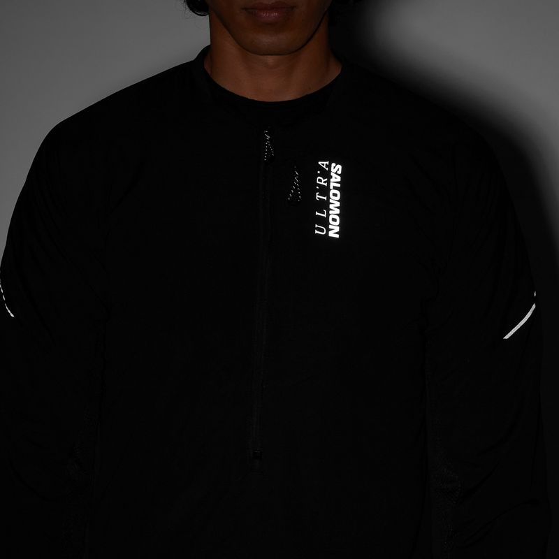 Men's running sweatshirt Salomon Ultra Fleece Deep Black 7