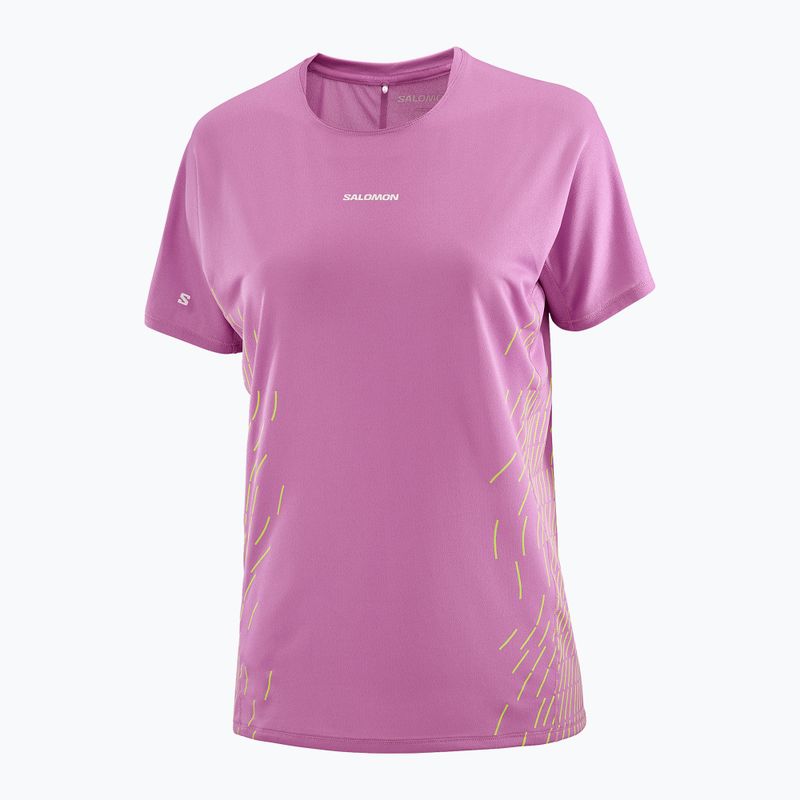 Women's running top Salomon Sense Aero SS Tee GFX iris orchid/acid lime 4