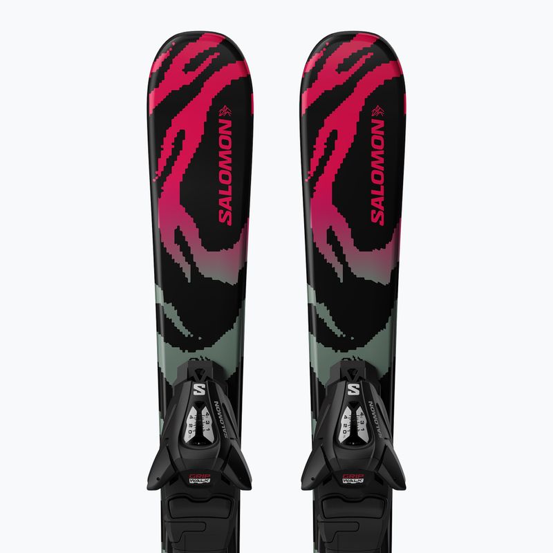 Kids’ downhill skis with bindings Salomon QST Jr Black XS + C5 GW black/neon punch 5