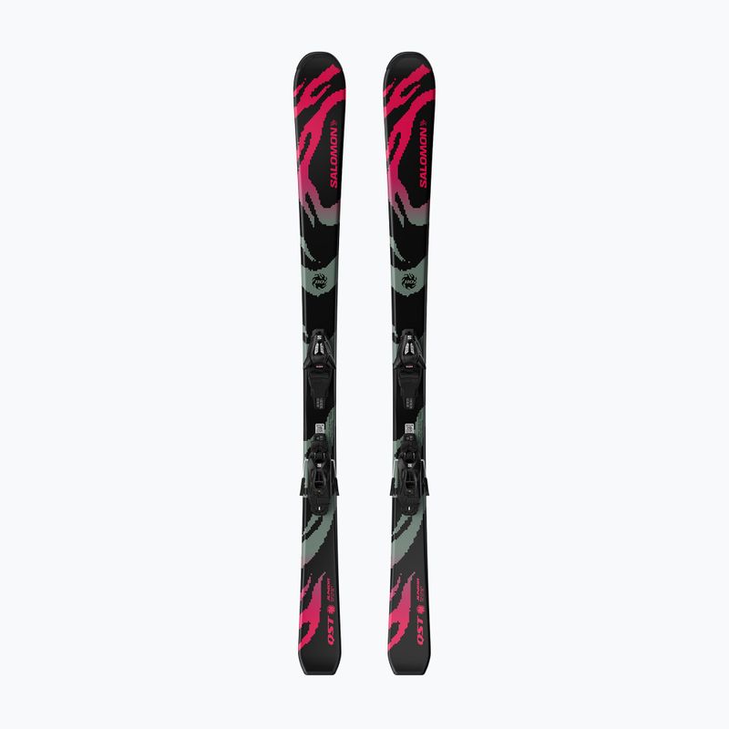 Kids’ downhill skis with bindings Salomon QST Jr Black S + C5 GW black/neon punch