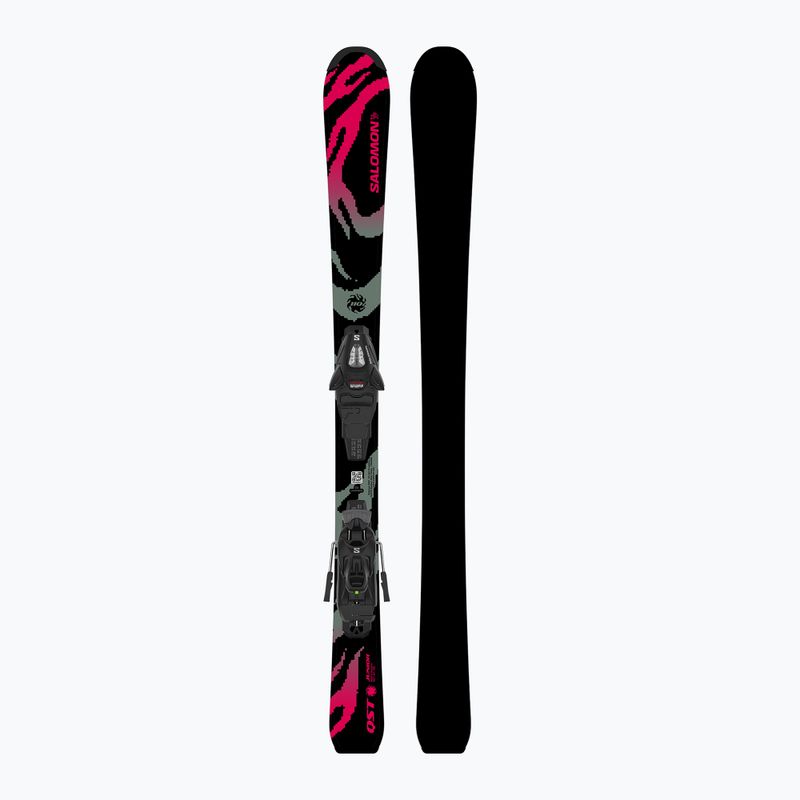Kids’ downhill skis with bindings Salomon QST Jr Black S + C5 GW black/neon punch 3