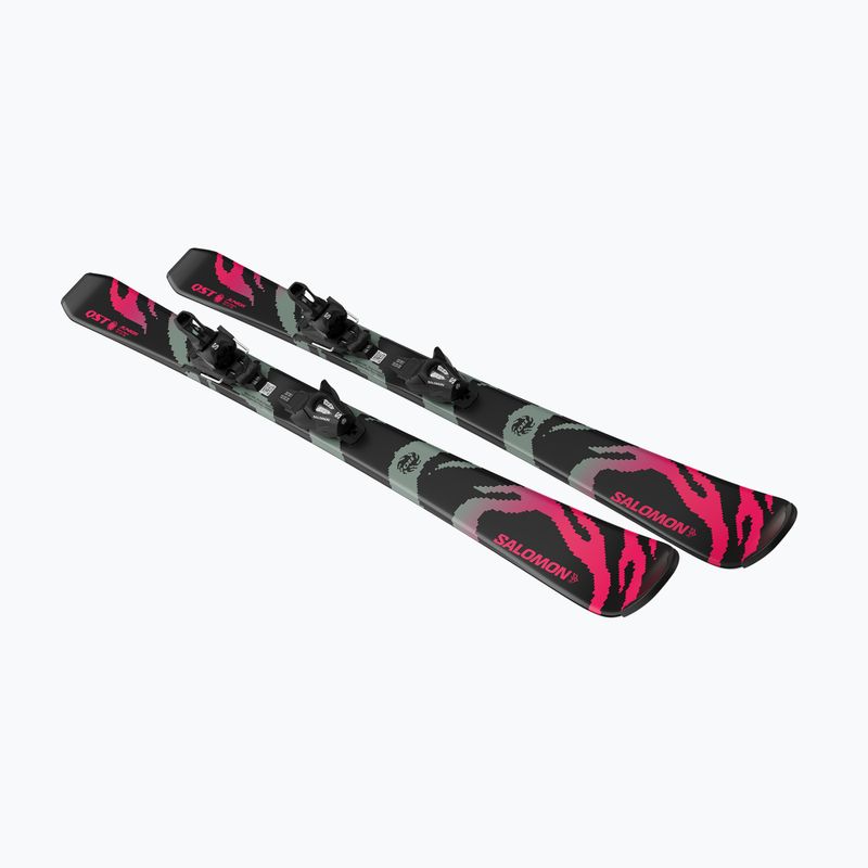 Kids’ downhill skis with bindings Salomon QST Jr Black S + C5 GW black/neon punch 4