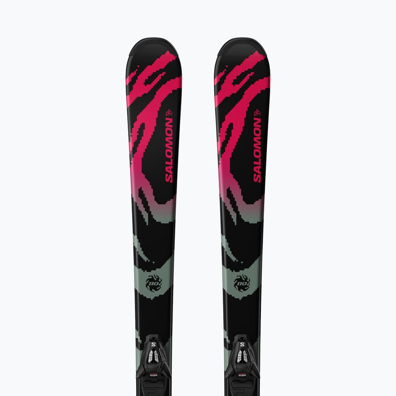 Kids’ downhill skis with bindings Salomon QST Jr Black S + C5 GW black/neon punch 5