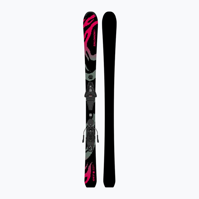 Kids’ downhill skis with bindings Salomon QST Jr Black M + L6 GW black/neon punch 3