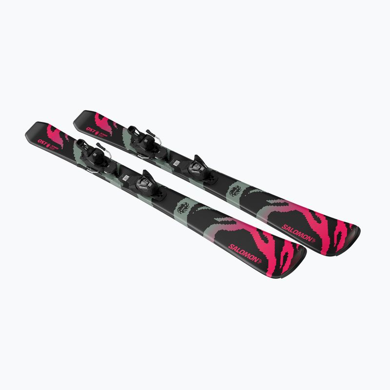 Kids’ downhill skis with bindings Salomon QST Jr Black M + L6 GW black/neon punch 4
