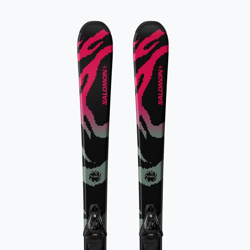 Kids’ downhill skis with bindings Salomon QST Jr Black M + L6 GW black/neon punch 5