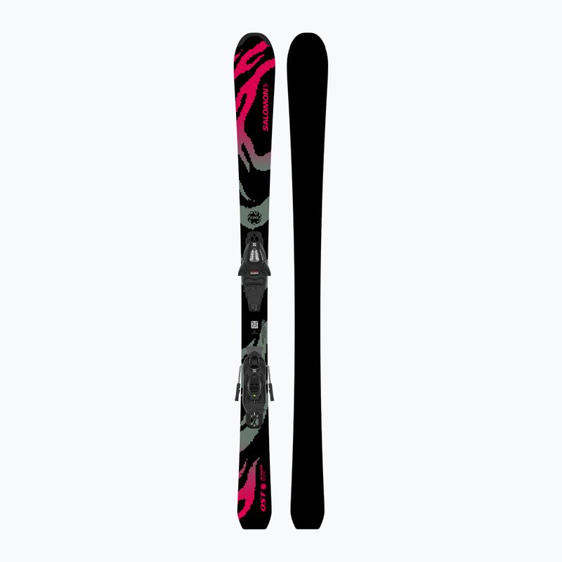 Kids’ downhill skis with bindings Salomon QST Jr Black M + C5 GW black/neon punch 3