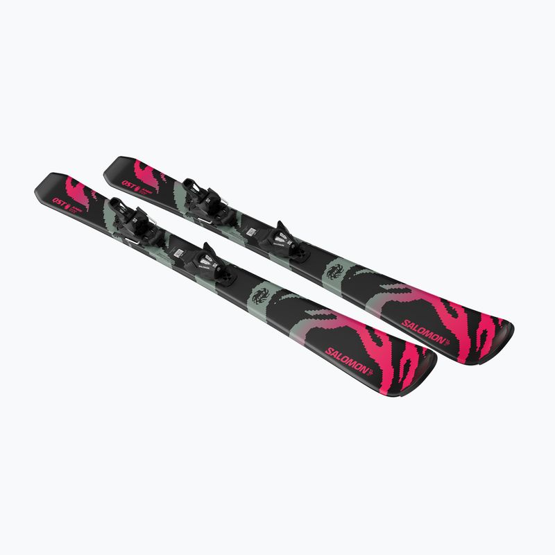 Kids’ downhill skis with bindings Salomon QST Jr Black M + C5 GW black/neon punch 4
