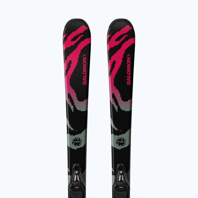 Kids’ downhill skis with bindings Salomon QST Jr Black M + C5 GW black/neon punch 5