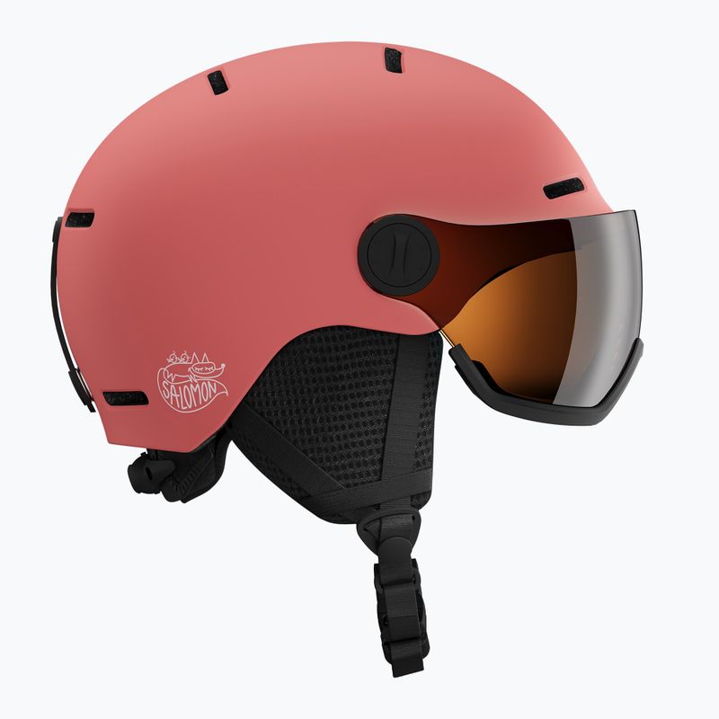 Children's ski helmet Salomon Orka Visor Jr S2 sun kissed coral 3