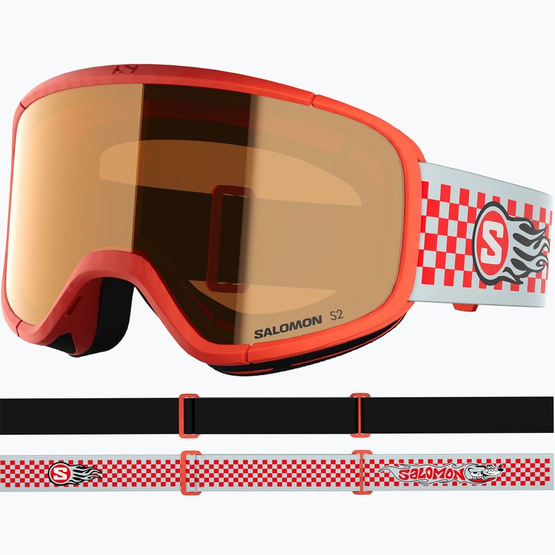 Children's ski goggles Salomon Rio S2 cherry tomato/flash tonic orange 2