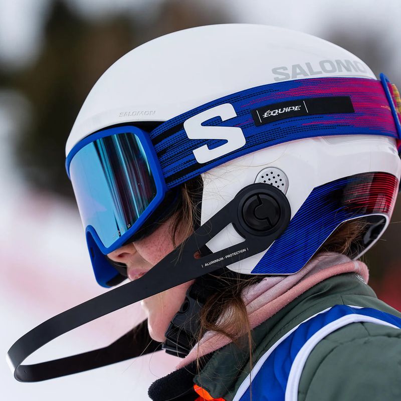 Children's ski helmet Salomon Equipe Fis + Chinguard Jr white/race blue 7