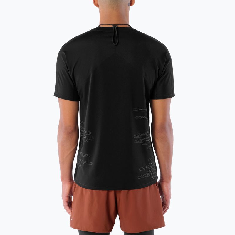 Men's running shirt Salomon Sense Aero GFX Tee SS deep black/black beauty 2