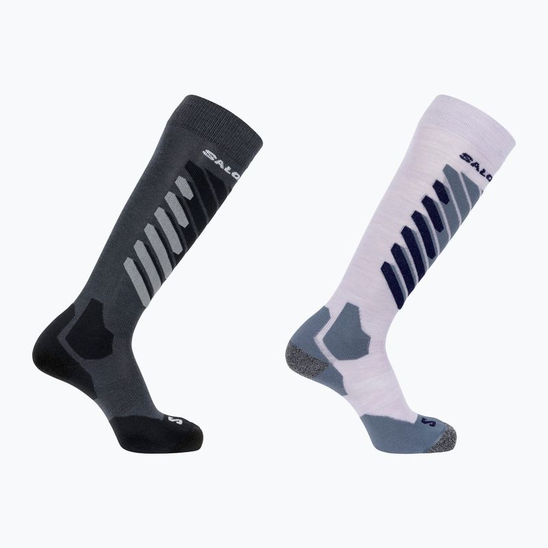 Ski socks Salomon S/Access 2-Pack anthracite/sweet lavender