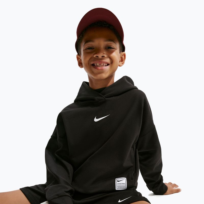 Children's sweatshirt Nike Pro Dri-Fit Pullover Hoodie black/white 7