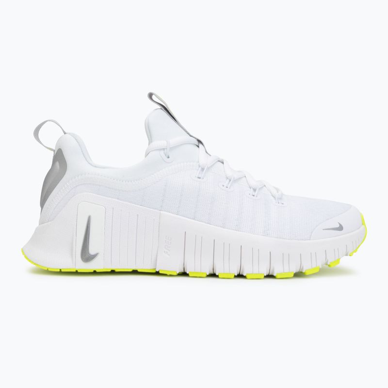 Women's training shoes Nike Free Metcon 6 white/volt/metallic silver 2