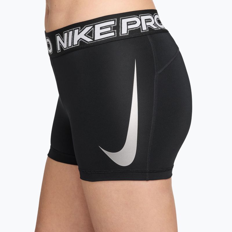 Women's training shorts Nike Pro Mid Rise Biker 3" black/white/metallic silver 6