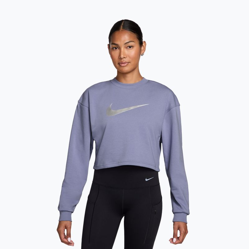 Women's training sweatshirt Nike Pro Dri-Fit Crew Neck iron purple/metallic silver/white