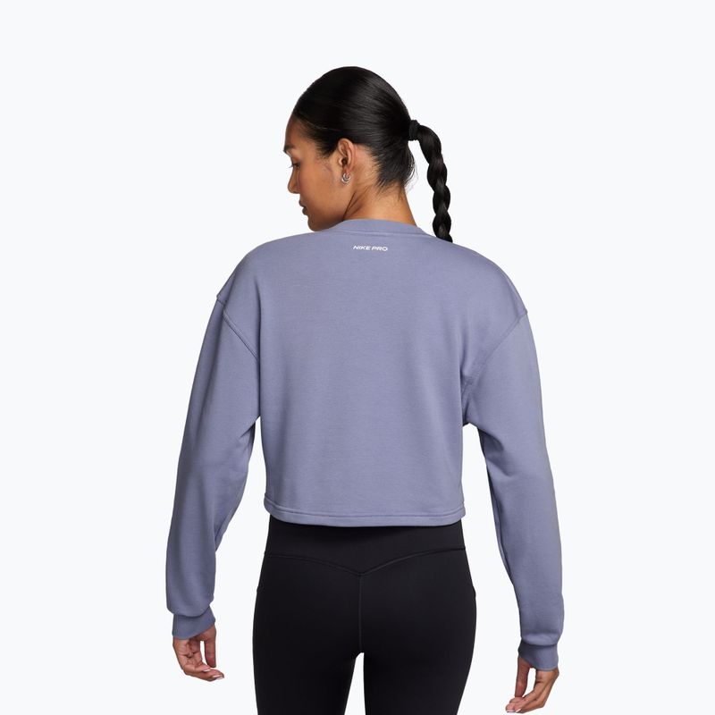 Women's training sweatshirt Nike Pro Dri-Fit Crew Neck iron purple/metallic silver/white 2