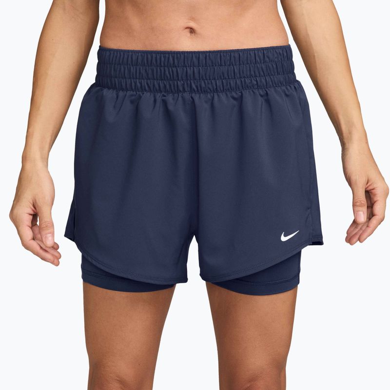 Women's shorts Nike One Dri-Fit High-Waisted 3" 2In1 midnight navy/white