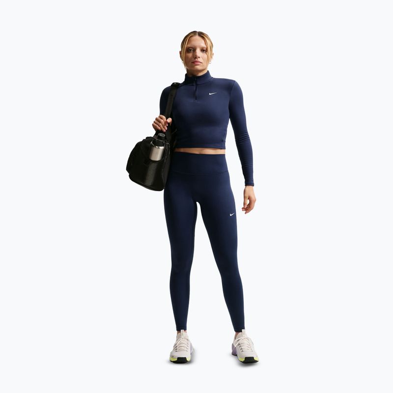 Women's leggings Nike One Seamless Front High-Waisted midnight navy/white 2
