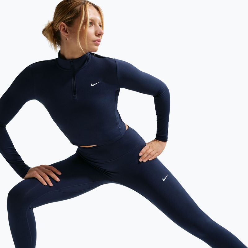 Women's leggings Nike One Seamless Front High-Waisted midnight navy/white 6