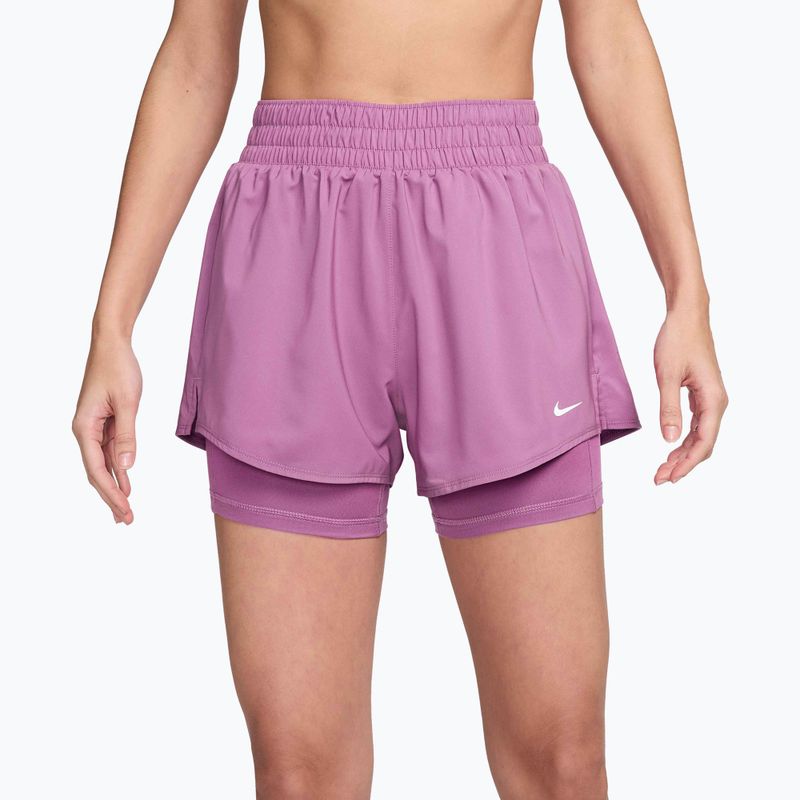Women's shorts Nike One Dri-Fit High-Waisted 3" 2In1 light magenta/white