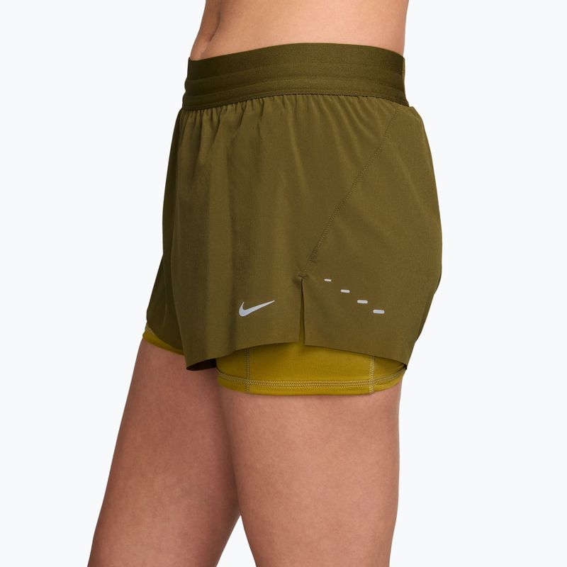 Women's running shorts Nike Swift Mid-Rise 2in1 olive flak/peat moss 3