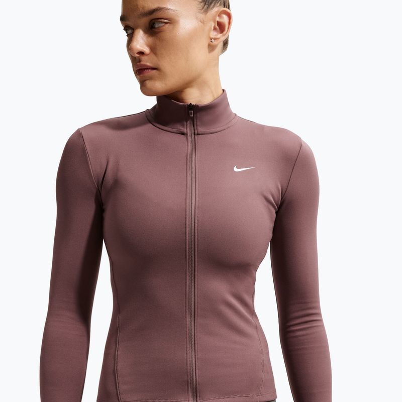 Women's training sweatshirt Nike One Fitted Dri-Fit Full-Zip burgundy tattoo/white 5