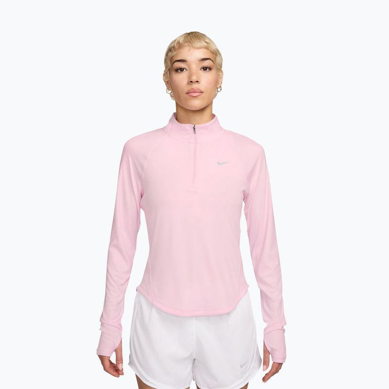Women's running long sleeve Nike Tempo Swoosh Run Dri-Fit 1/4-Zip pink foam/white