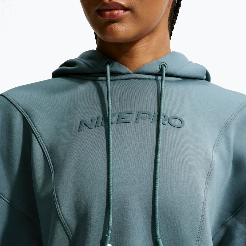 Women's training sweatshirt Nike Pro Therma-Fit Hoodie mineral slate/white 5