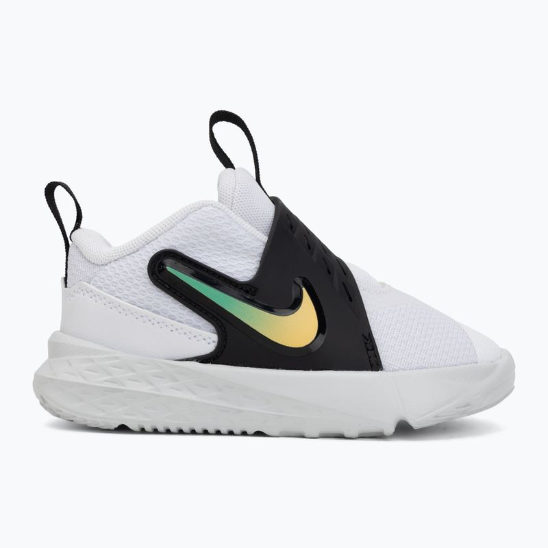 Children's shoes Nike Team Hustle D 12 white/black/clear emerald/topaz gold 2