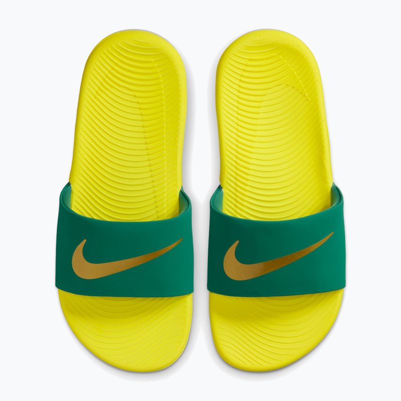 Children's flip-flops Nike Coffee malachite/sonic yellow/metallic gold 3