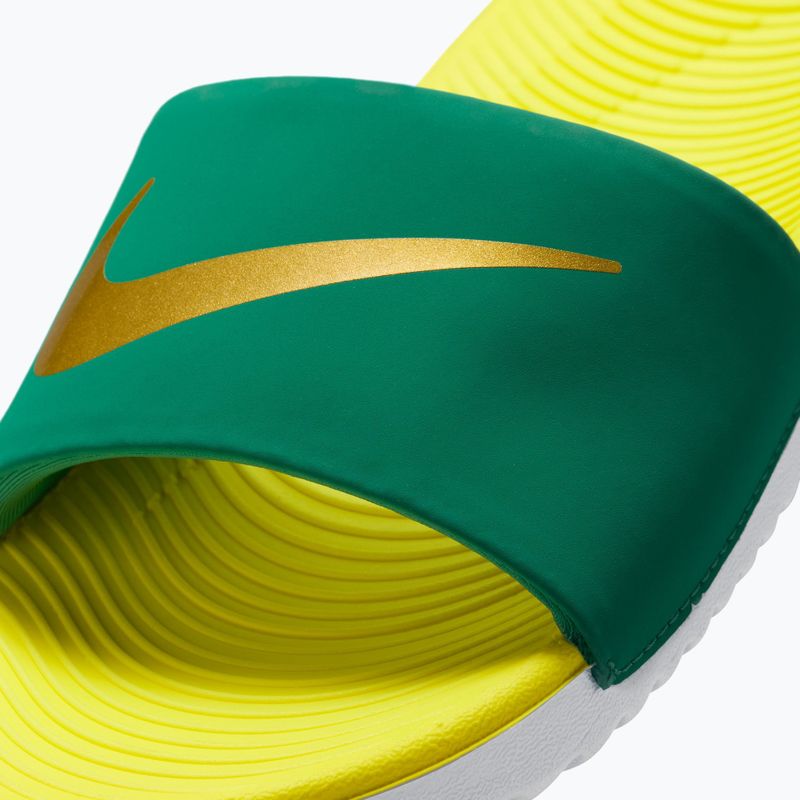 Children's flip-flops Nike Coffee malachite/sonic yellow/metallic gold 4
