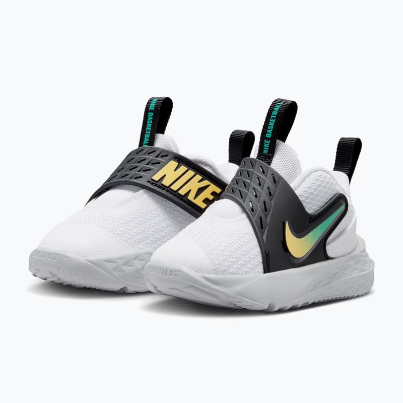 Children's shoes Nike Team Hustle D 12 white/black/clear emerald/topaz gold 3