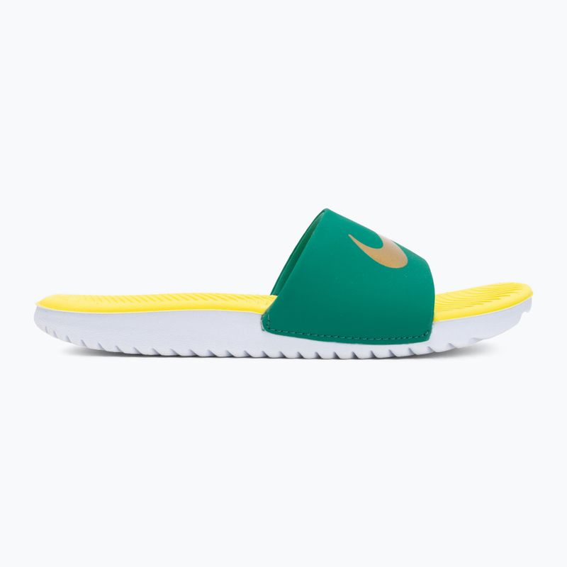 Children's flip-flops Nike Coffee malachite/sonic yellow/metallic gold 2