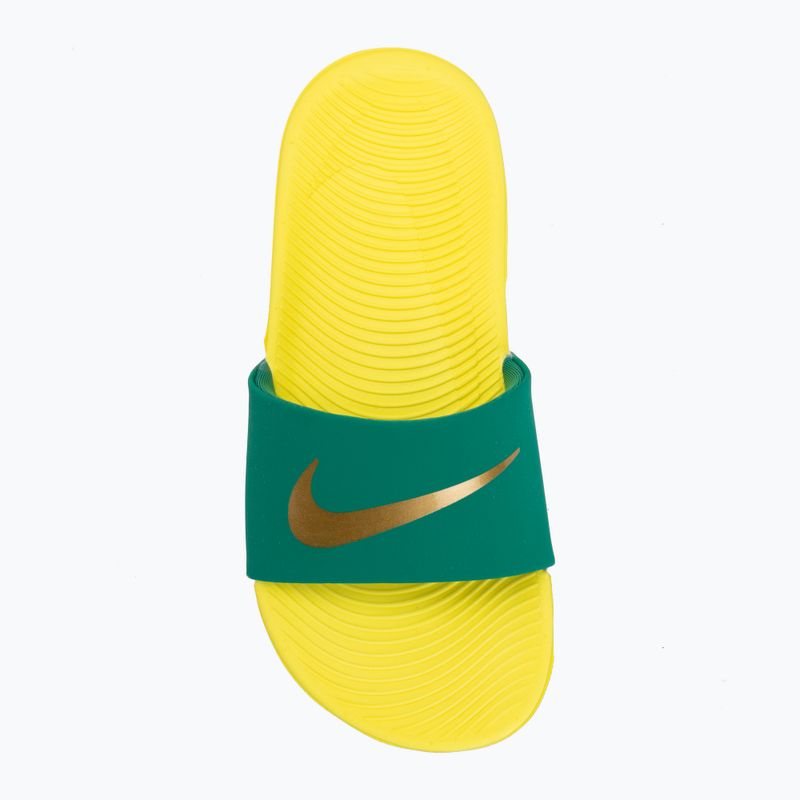Children's flip-flops Nike Coffee malachite/sonic yellow/metallic gold 5
