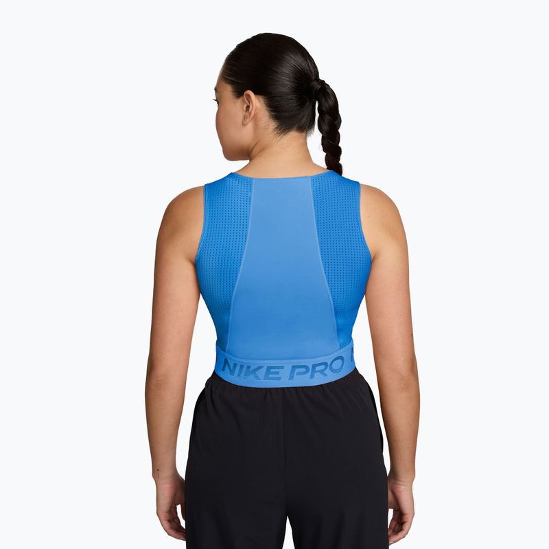 Women's training T-shirt Nike Pro Dri-Fit university blue/light photo blue/white 2