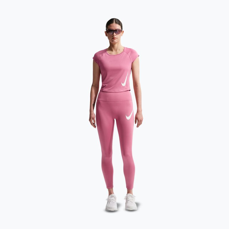 Women's running leggings Nike Tempo Swoosh Run High-Waisted 7/8 peony/white 2
