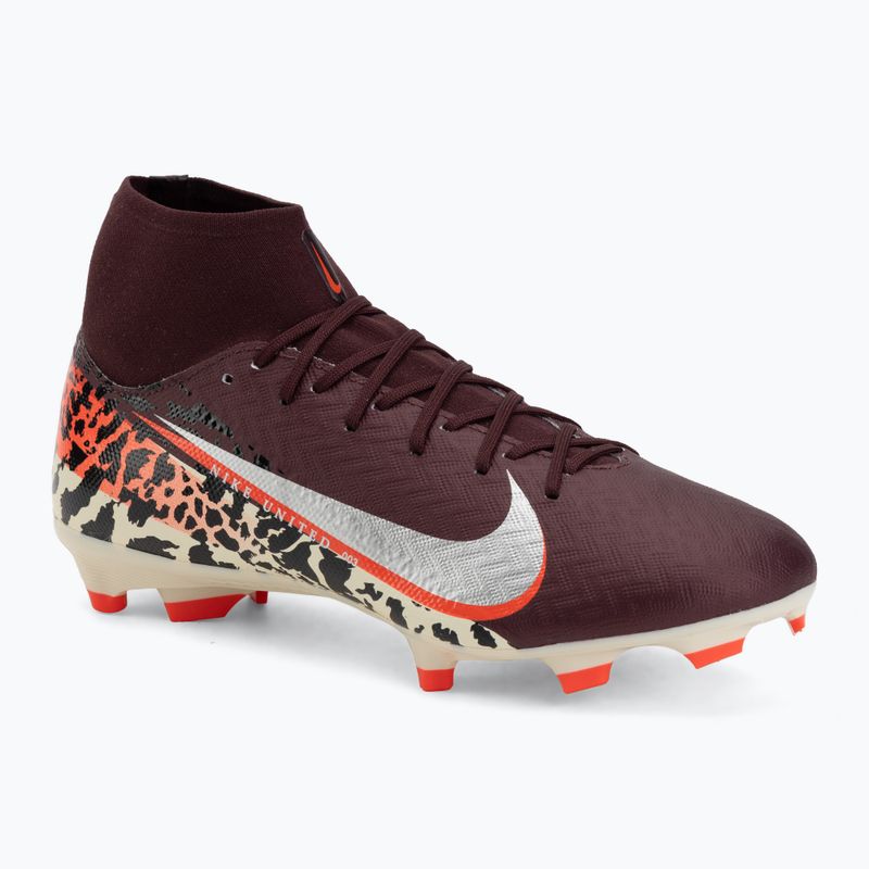 Men's football boots Nike United Mercurial Superfly 10 Academy MG burgundy crush/metallic silver