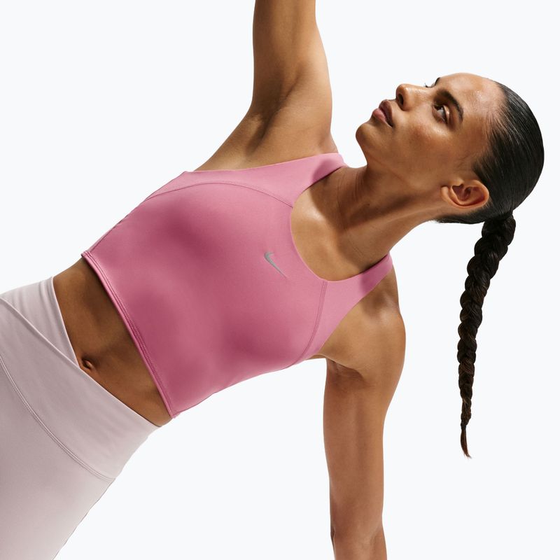 Women's running shirt Nike Tempo Medium Support Cropped Sports Bra peony 5