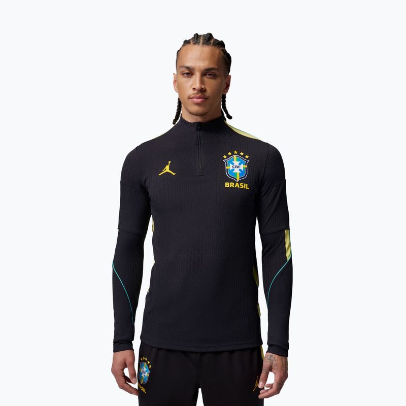 Men's football long sleeve Brazil Strike Elite Jordan Dri-Fit Drill Top black/yellow pulse/light mint/P109C