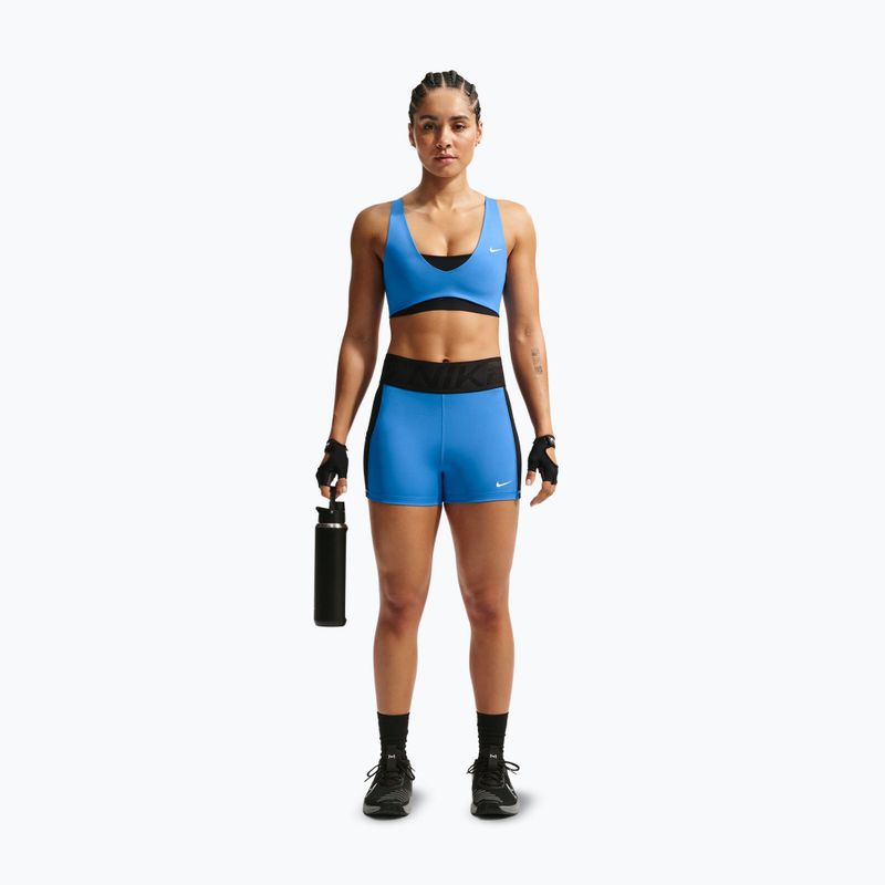 Women's training shorts Nike Pro Sculpt Dri-Fit High-Waisted Biker 5" light photo blue/black/white 2