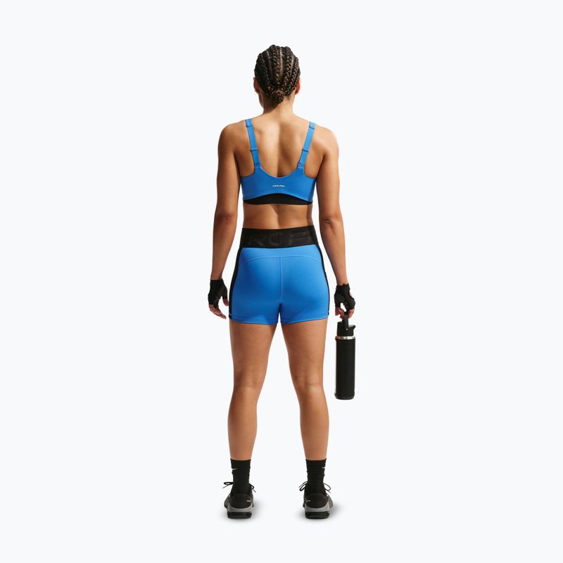Women's training shorts Nike Pro Sculpt Dri-Fit High-Waisted Biker 5" light photo blue/black/white 3