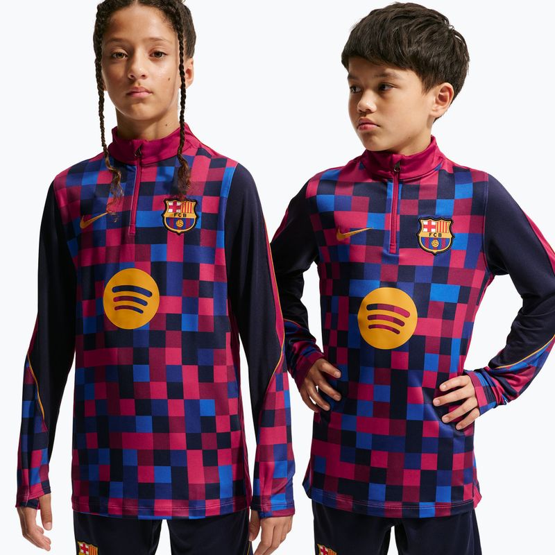 Children's football sweatshirt Nike FC Barcelona Dri-Fit Strike Drill Top noble red/noble red/mineral yellow