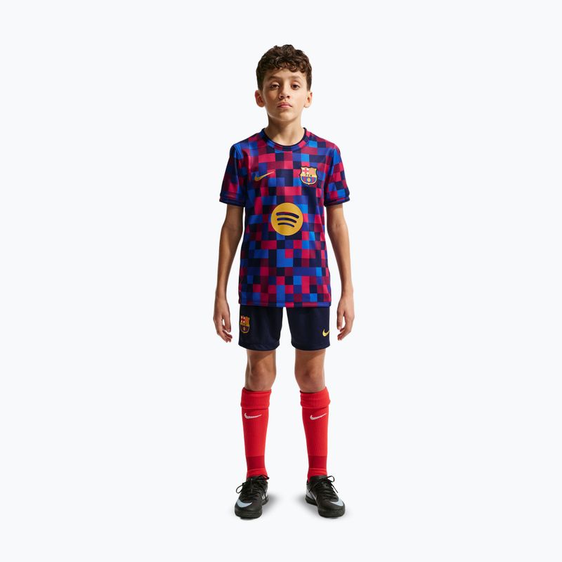 Children's football shirt Nike FC Barcelona Dri-Fit Pre-Match noble red/mineral yellow 3