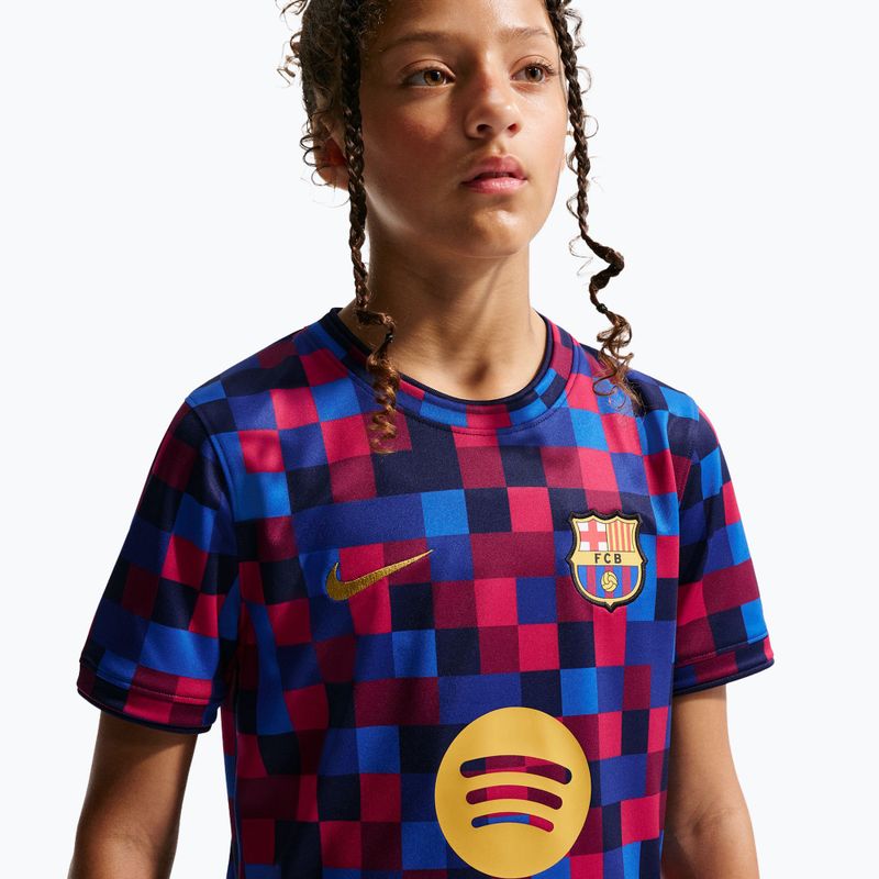 Children's football shirt Nike FC Barcelona Dri-Fit Pre-Match noble red/mineral yellow 4