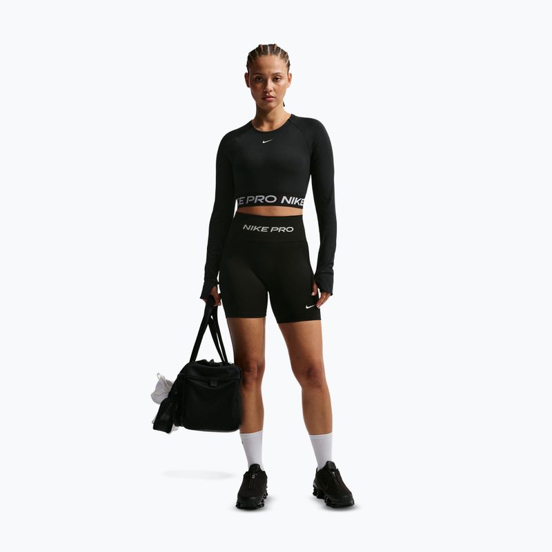 Women's training shorts Nike Pro Seamless High Waisted Biker 5" black/white 2