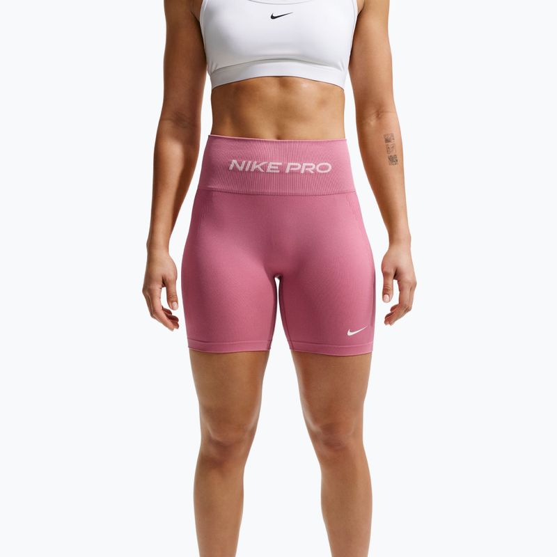 Women's training shorts Nike Pro Seamless High Waisted Biker 5" peony/white 5